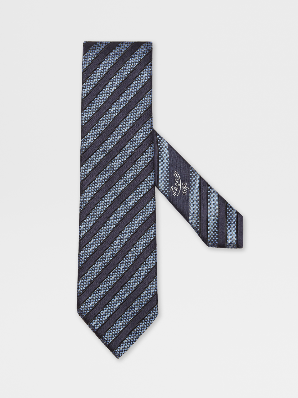 100fili 浅蓝色桑蚕丝领带